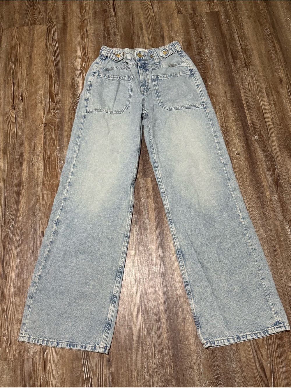We The Free Palmer Wide Leg High Rise Jeans Women's 24 Patch Pocket Relaxed Fit